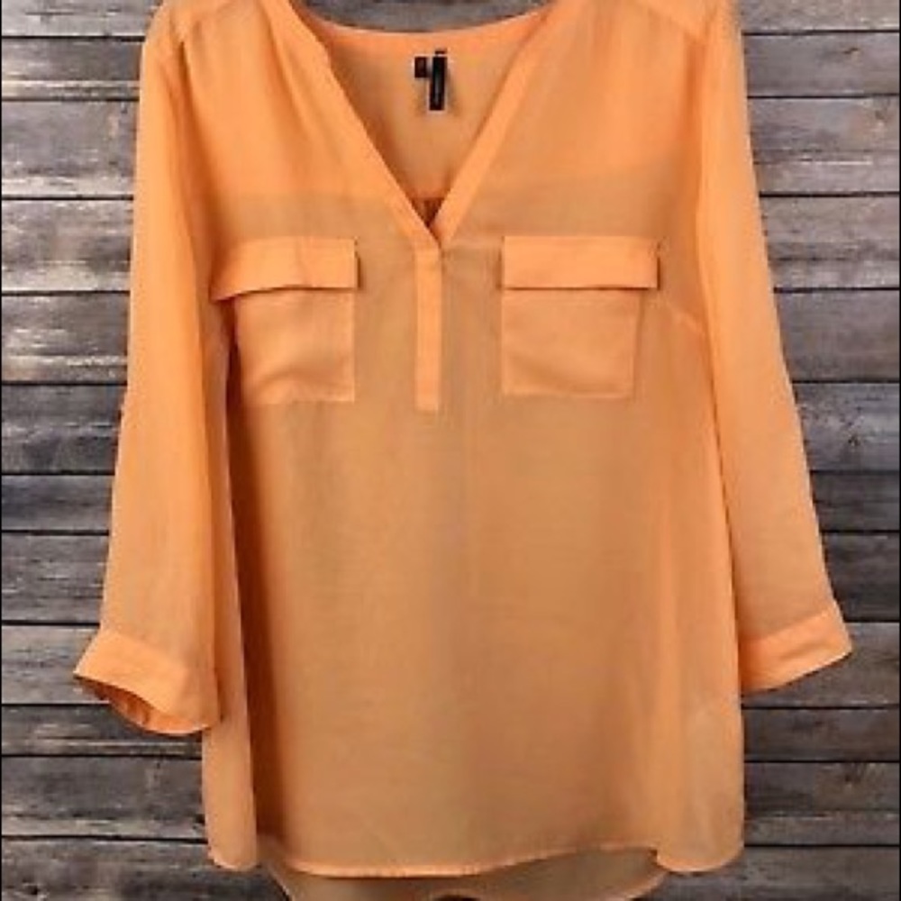 Orange Sheer Chiffon Blouse